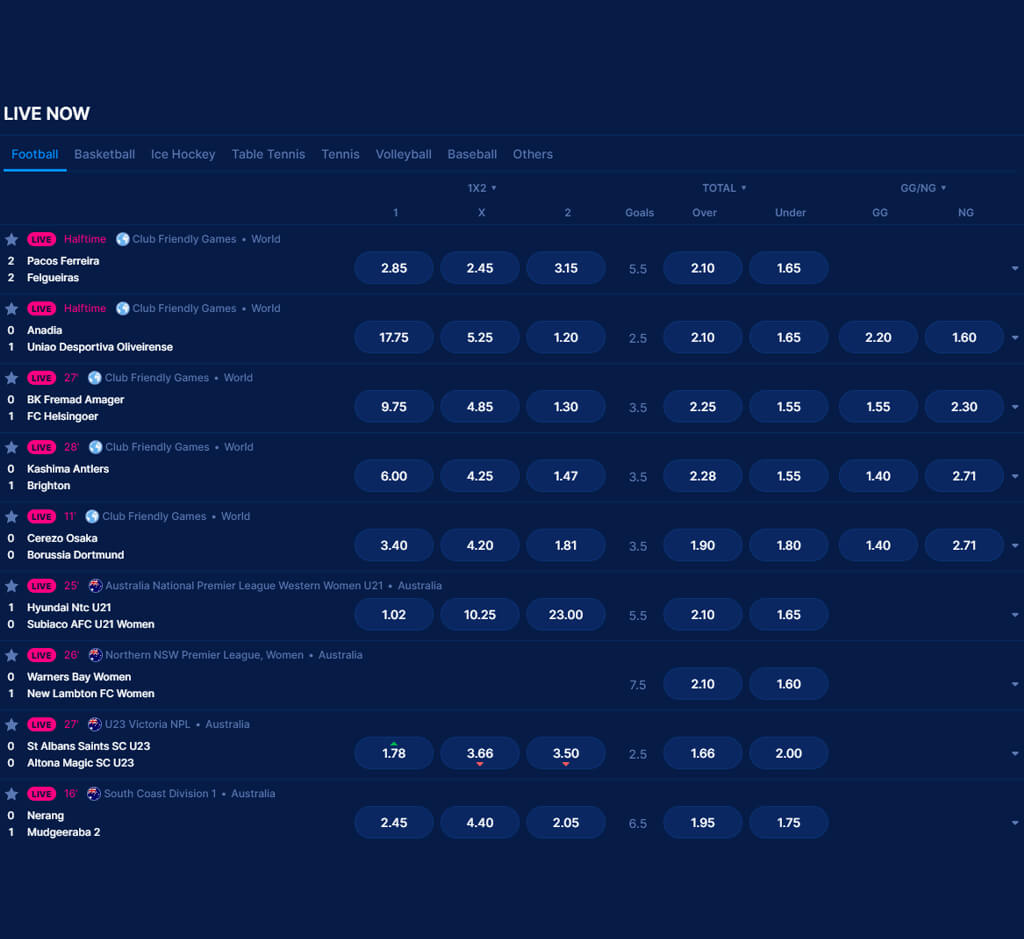 Scommesse sportive di Boomerang Bet su PC